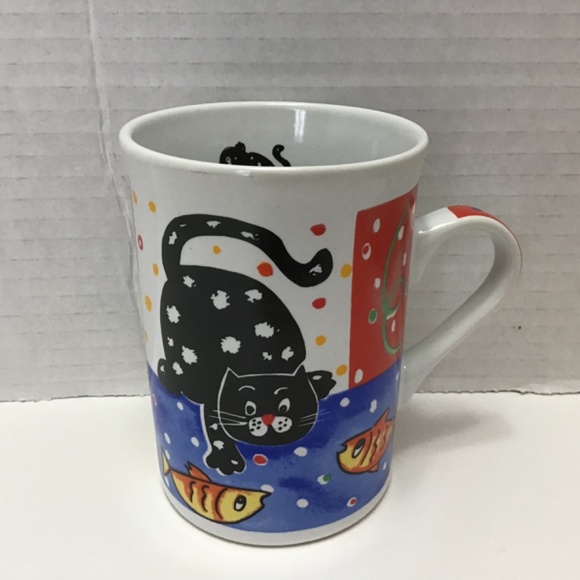 Vintage Whimsical Cat with Fishes Gryphonware Mug - Picture 7 of 8